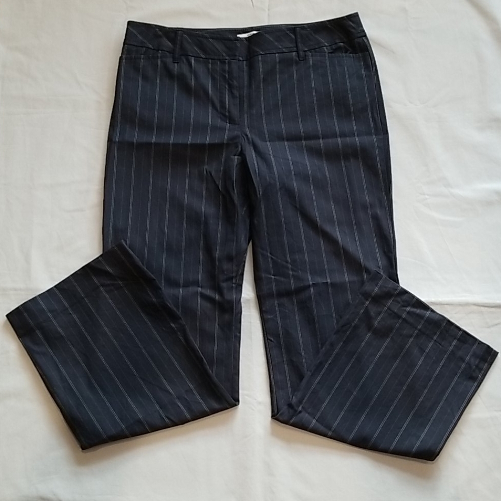 LOFT Ann Black Pinstripe Pants 8P